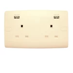 فيش كهرباء مع شاحن USB مزدوج 13 أمبير  الفنار موديل ألف كلاسيك المقاس  7x14 اللون البيج